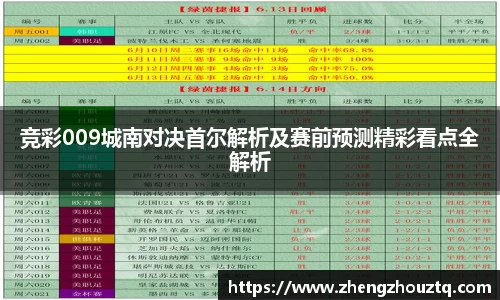 竞彩009城南对决首尔解析及赛前预测精彩看点全解析